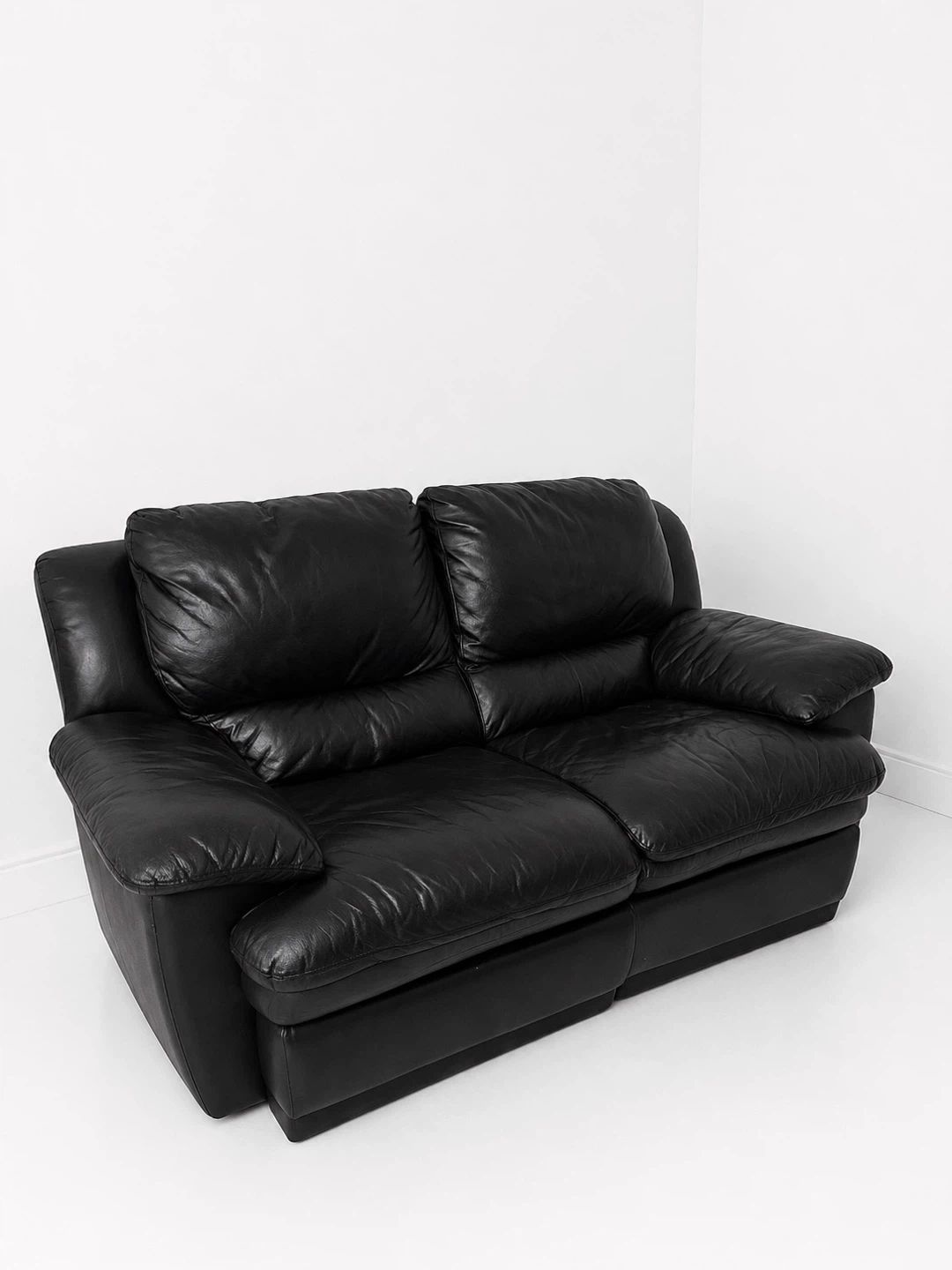 Black Leather Two-Seat Recliner Sofa- price negotiable