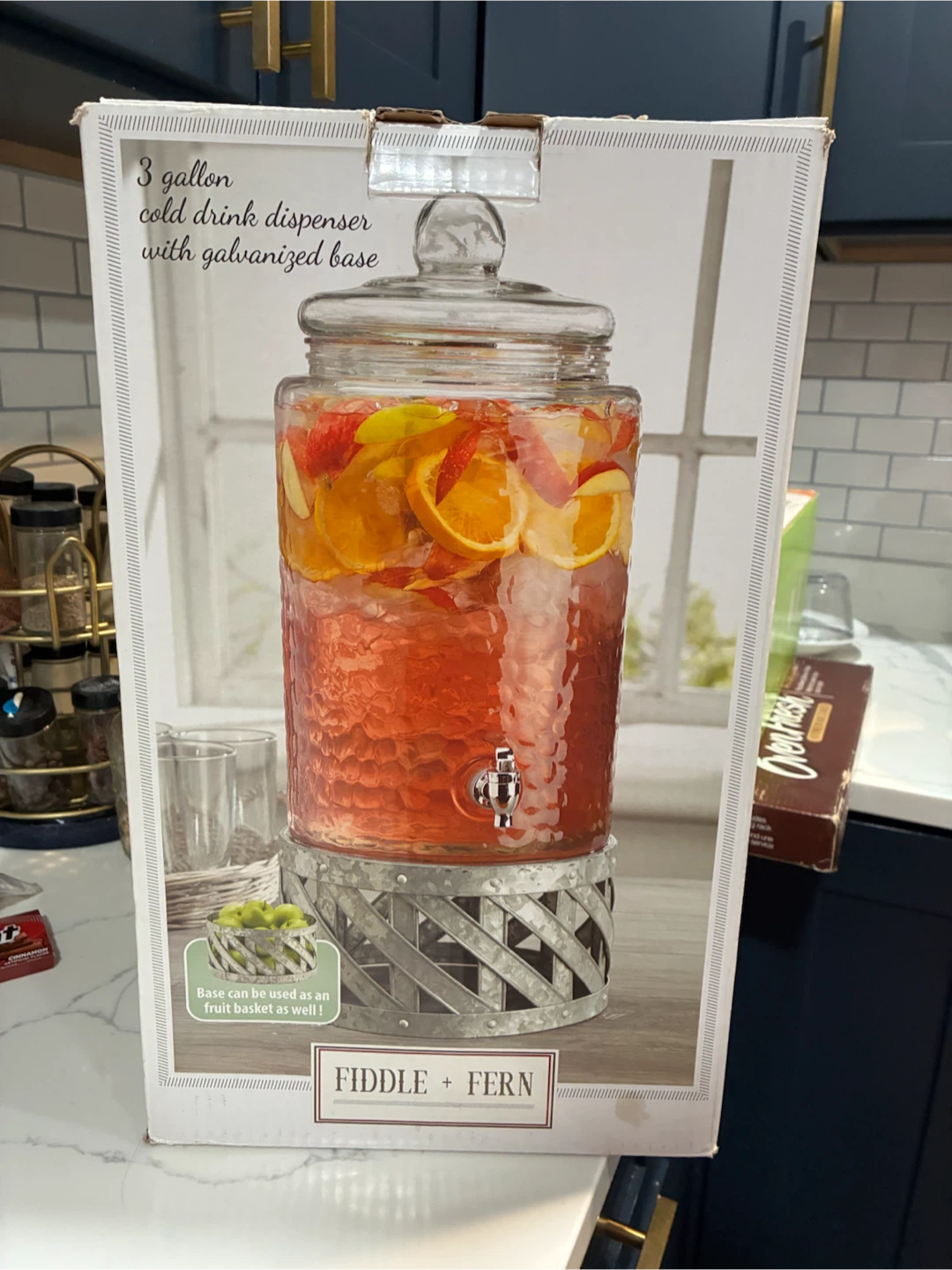 Fiddle + Fern 3 Gallon Cold Drink Dispenser with Galvanized Base