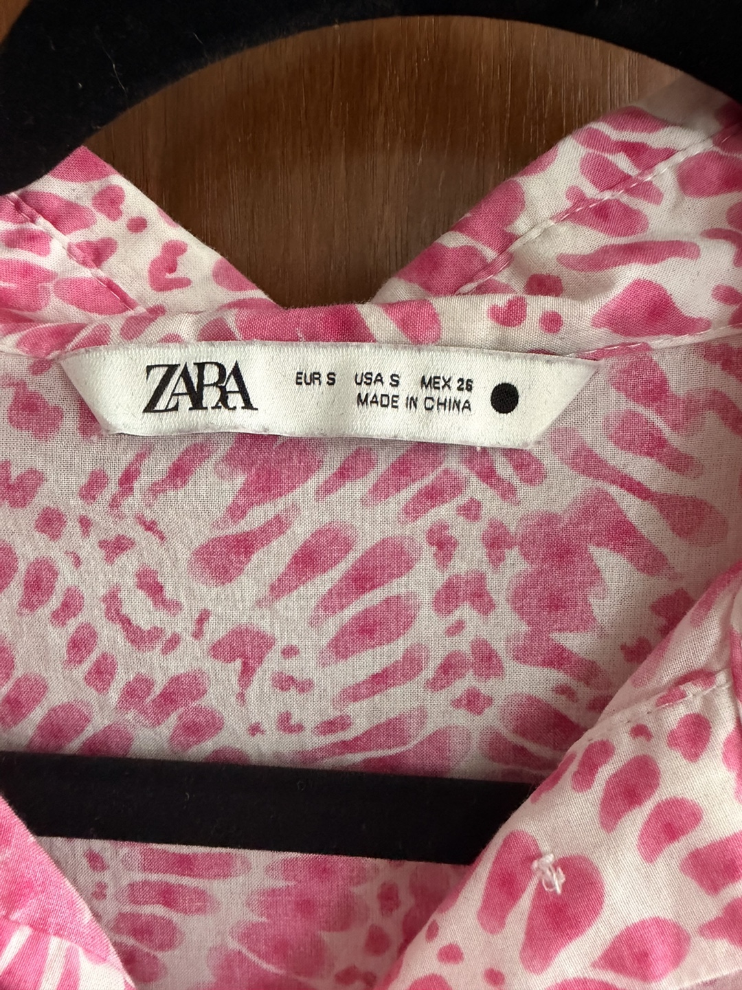 Zara Pink White Tie-Dye Shirt Dress with Waist Tie Size Small - photo 5
