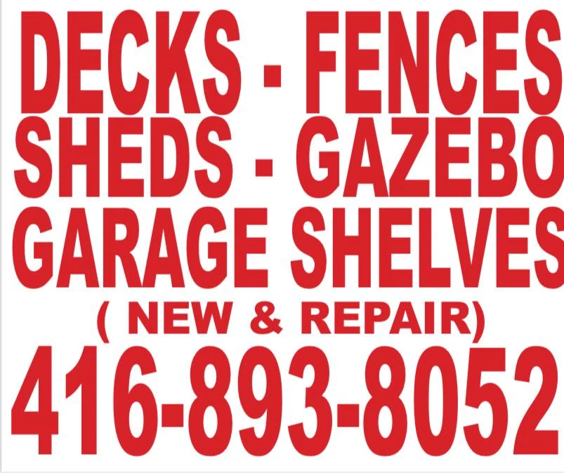 Decks, Fences, Sheds, Gazebo, Shelves - New & Repair