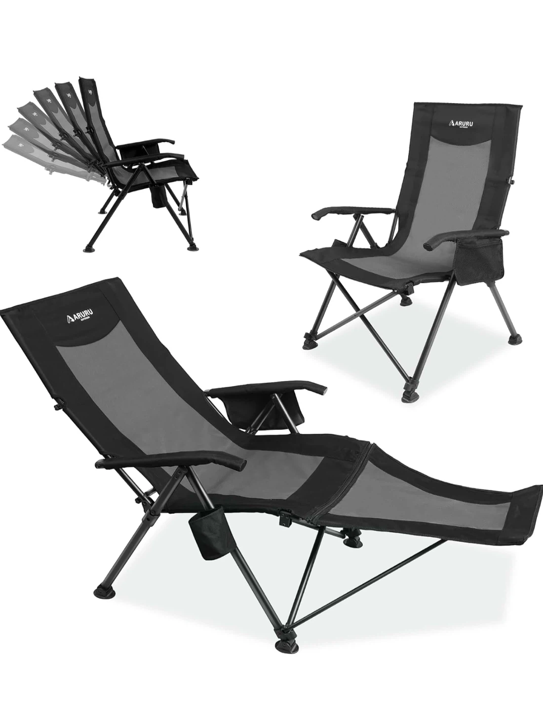 Outdoor Camping Chair Recliner with Ottoman