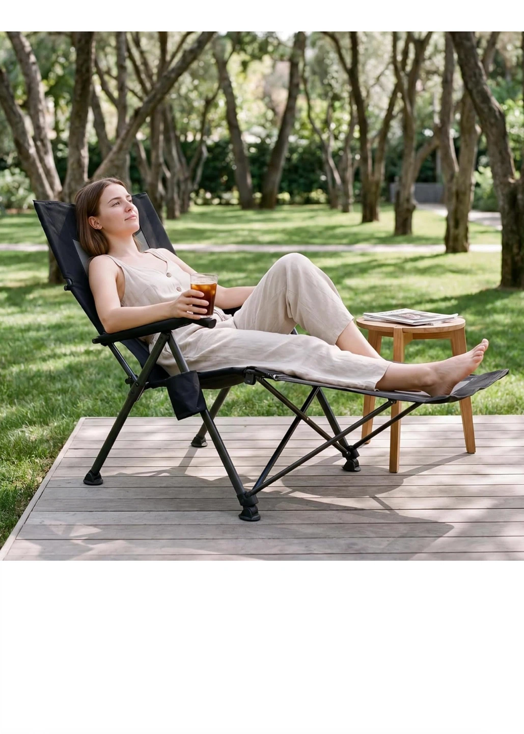 Outdoor Camping Chair Recliner with Ottoman - photo 2