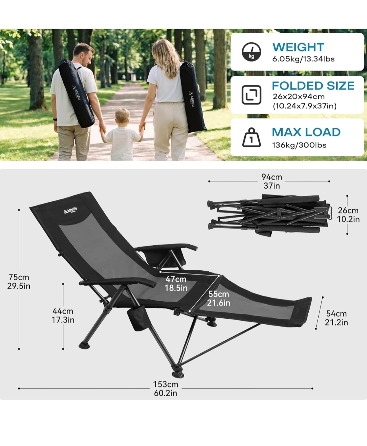 Outdoor Camping Chair Recliner with Ottoman - photo 3