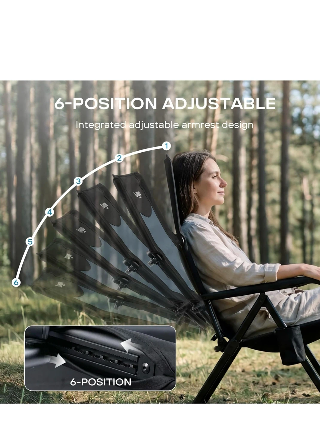 Outdoor Camping Chair Recliner with Ottoman - photo 5