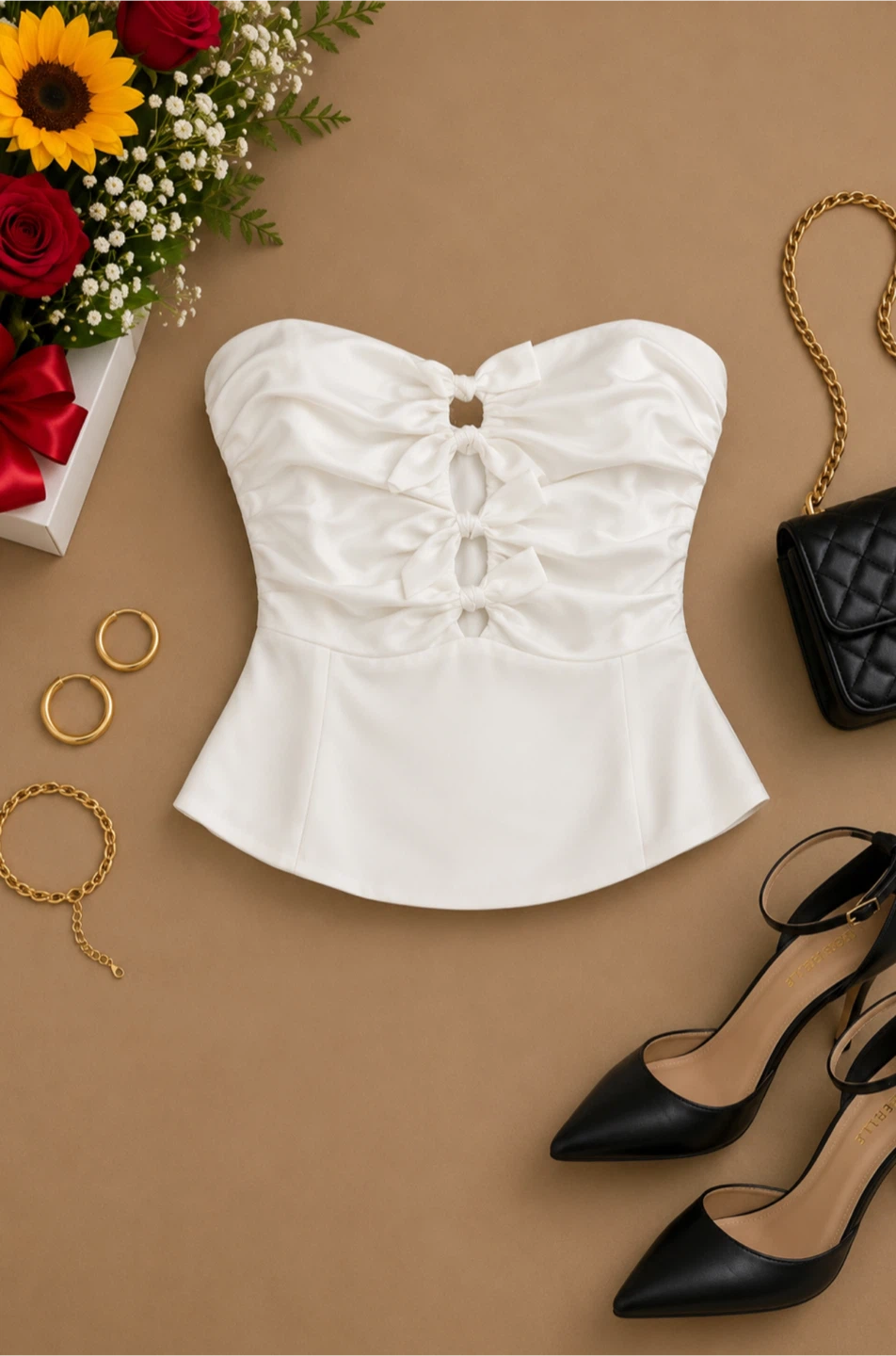 White strapless corset top