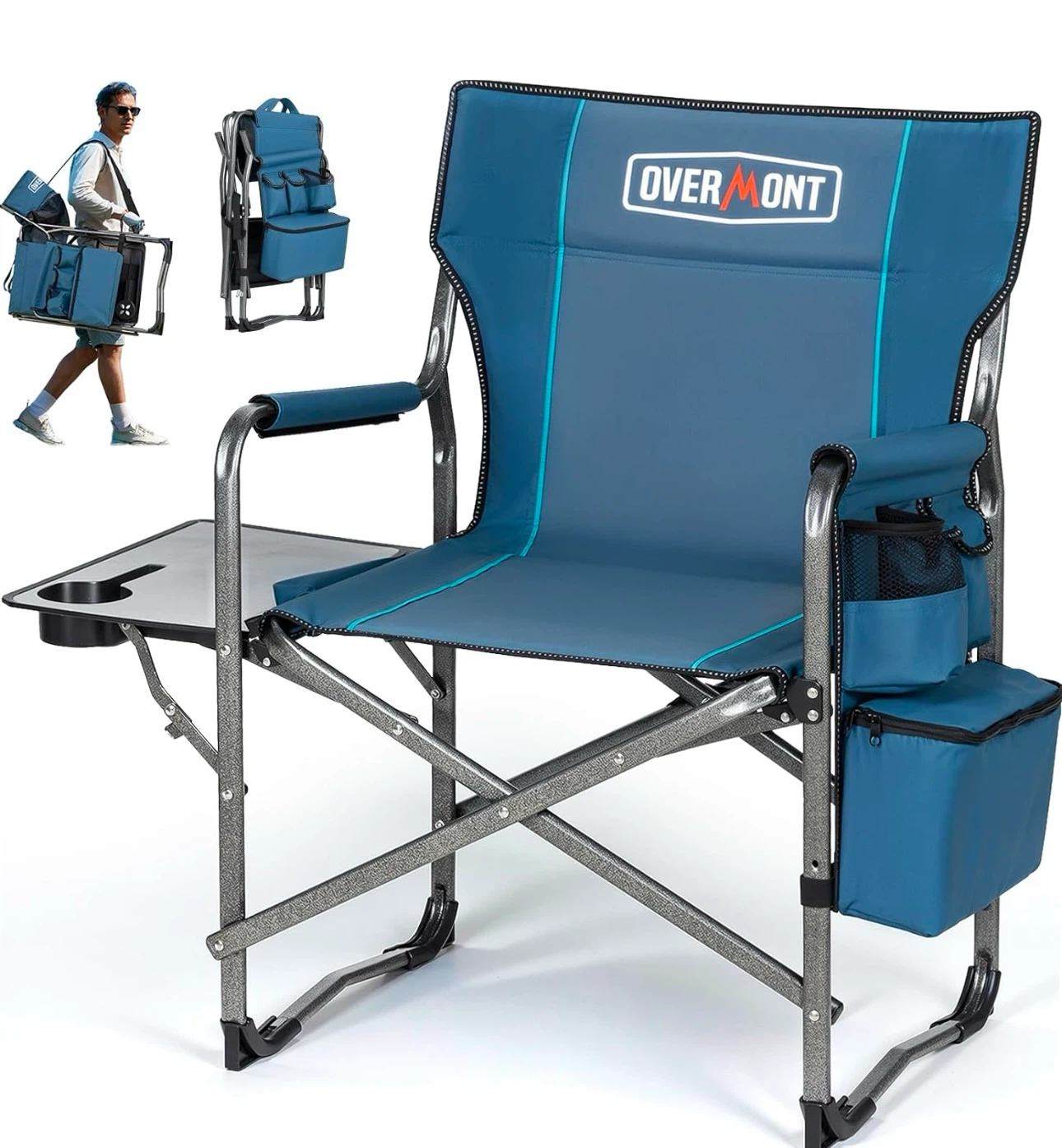 Camping Chair with Side Table and Cooler