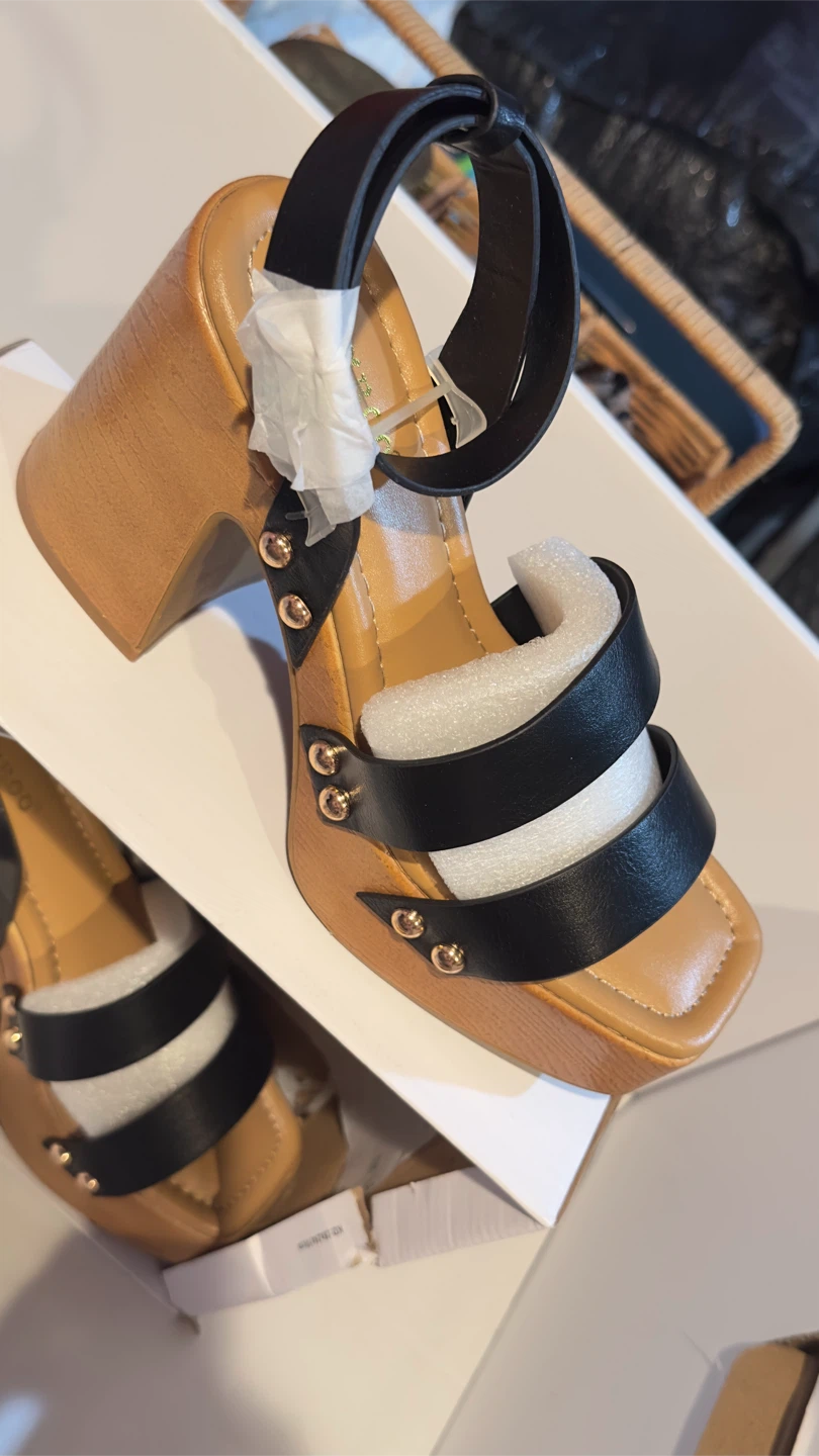 Bamboo Platform Clog Sandals size 7 - photo 5