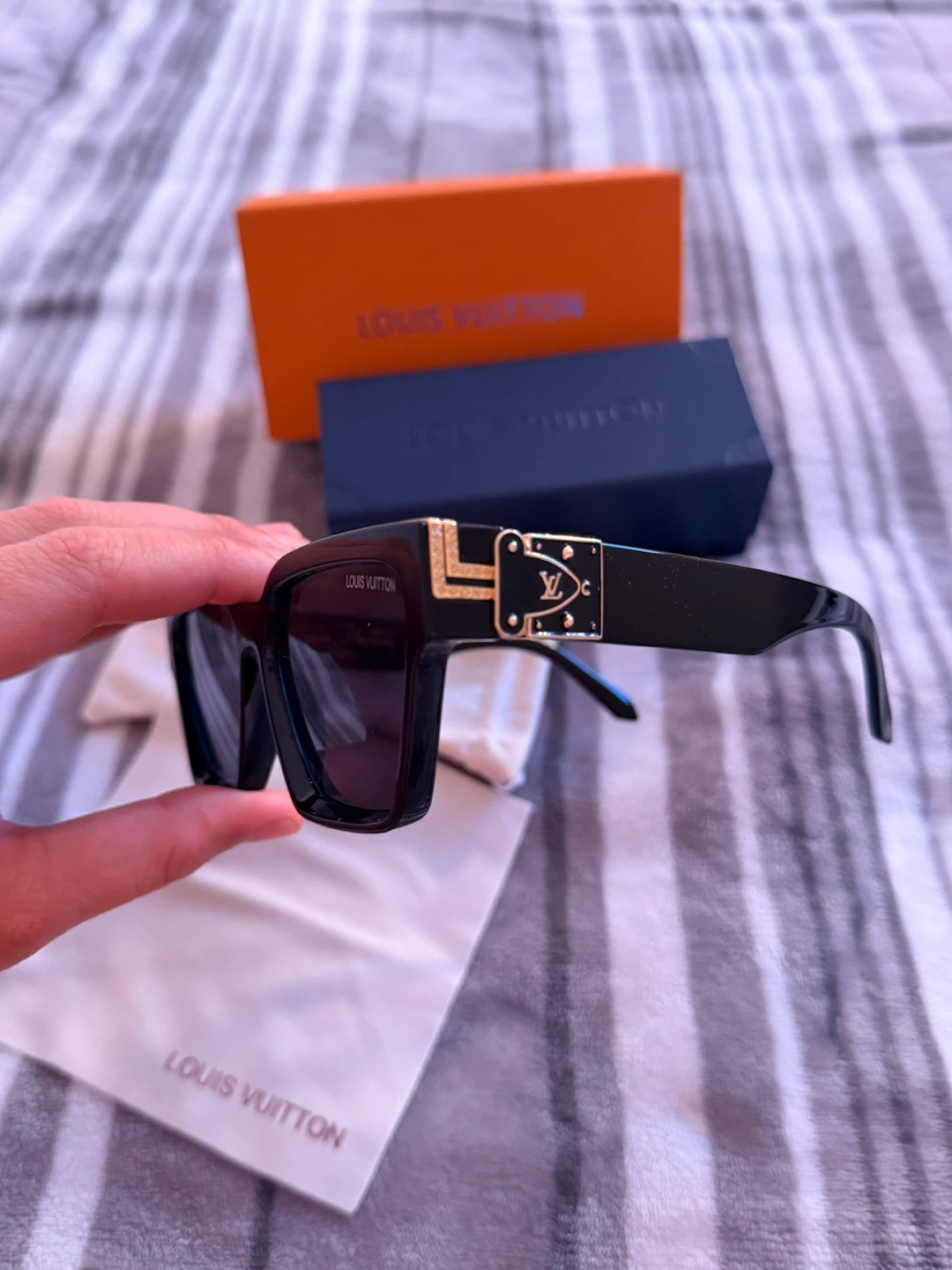 Louis Vuitton Black Sunglasses with Case and Box