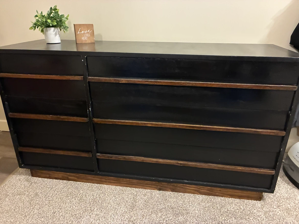 MCM Black Dresser with Floral Drawer Liners