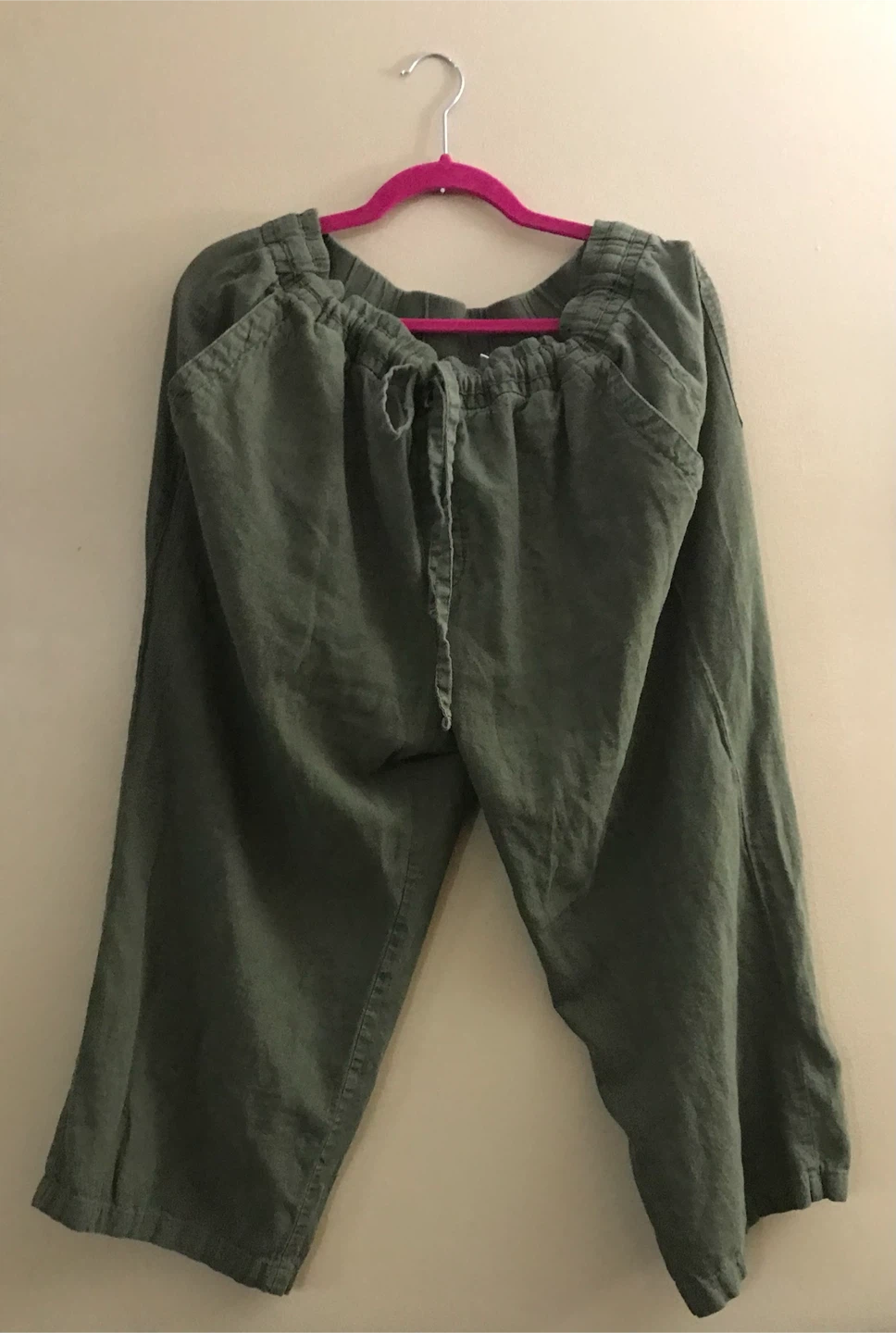 Old Navy Olive Green Linen Capri Pants XL - photo 3