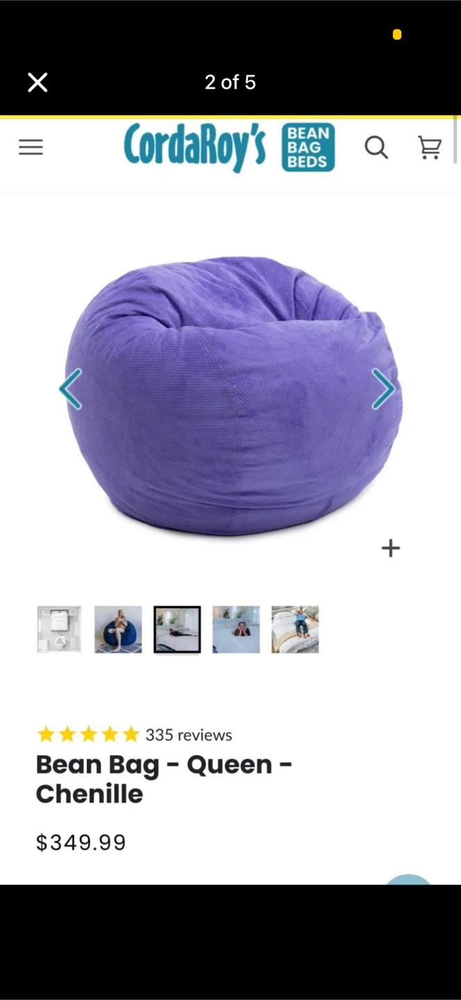 Cordaroy's Queen Convertible Bean Bag Chair - Very Peri