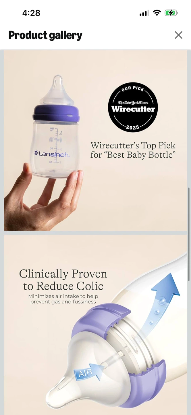 Brand New-Lansinoh Anti-Colic Baby Bottles - 5 Ounce, Pack of 3 - photo 2
