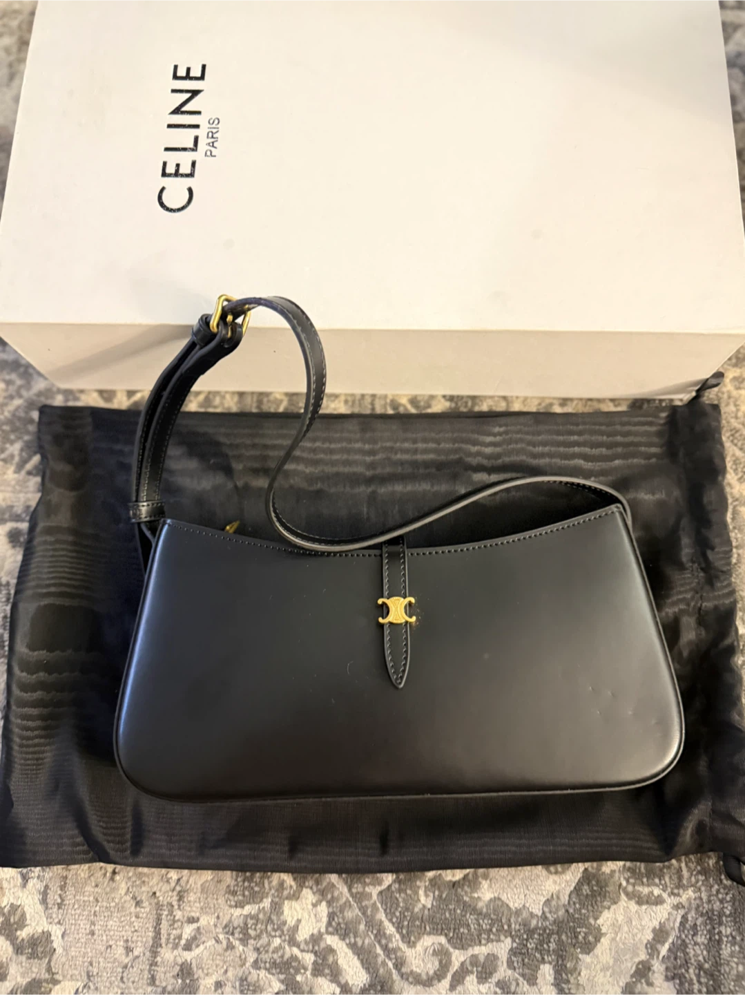 Celine Black Leather Shoulder Bag