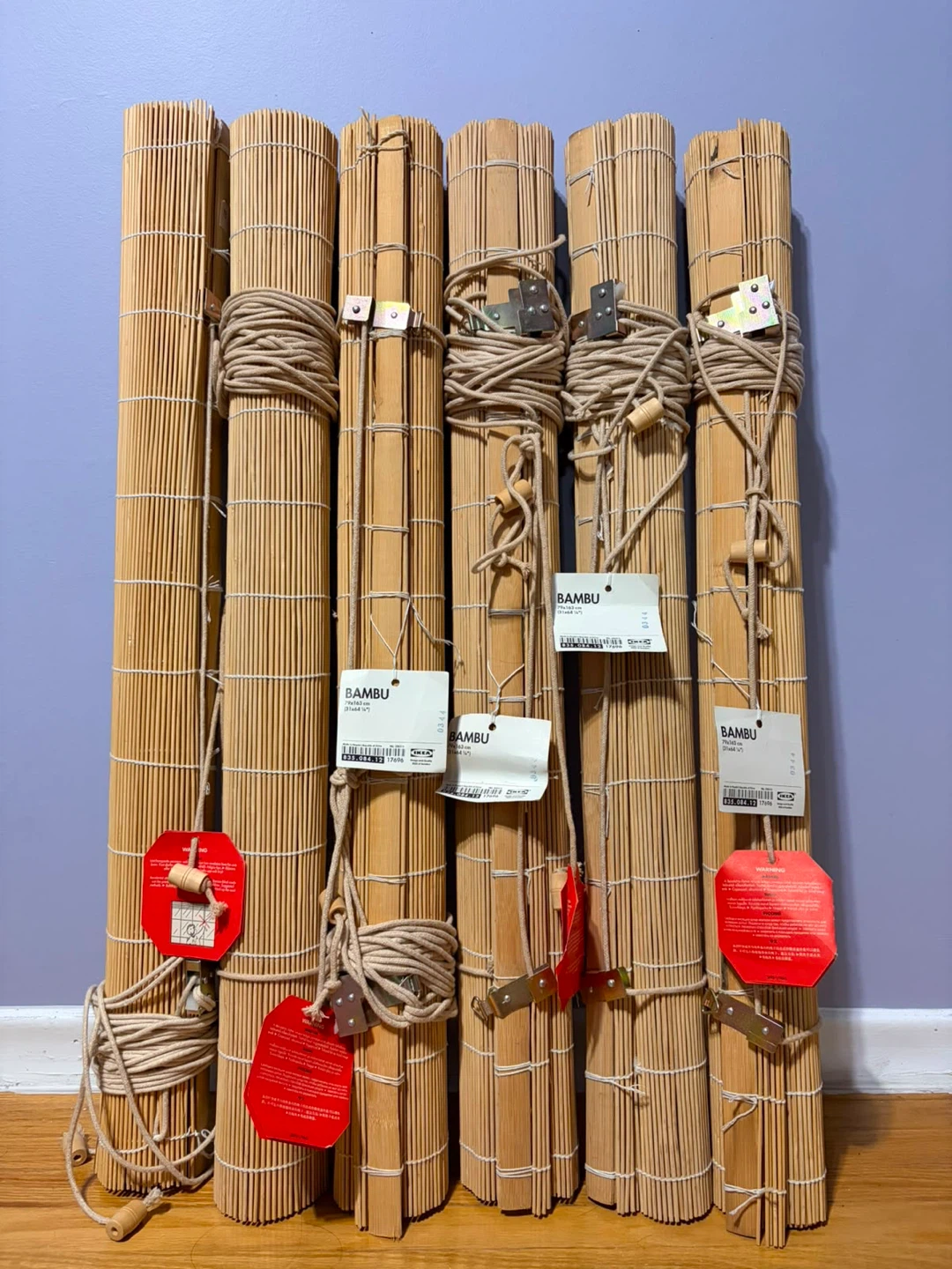 Six IKEA Bambu Bamboo Roller Blinds 79x163 cm - Set of 6 - photo 2