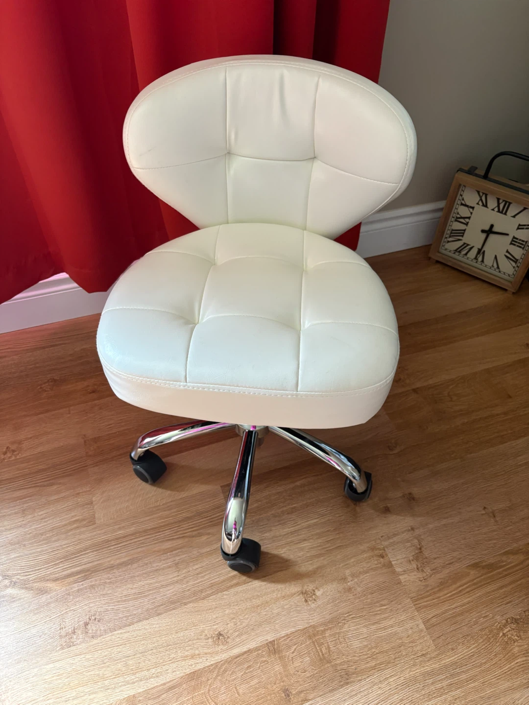 White Tufted Rolling Office Chair
