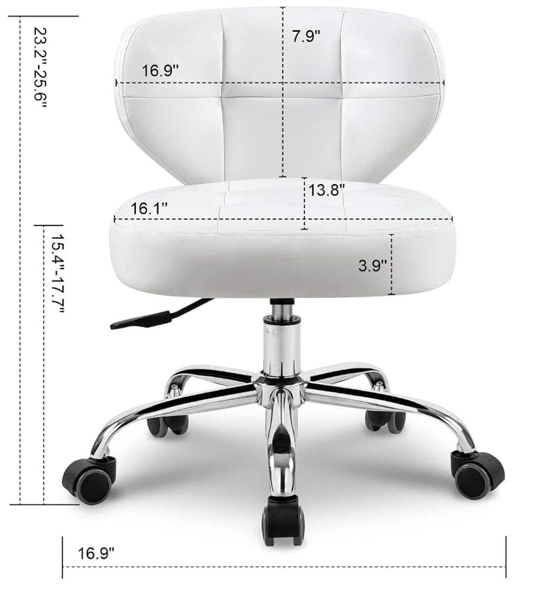 White Tufted Rolling Office Chair - photo 4