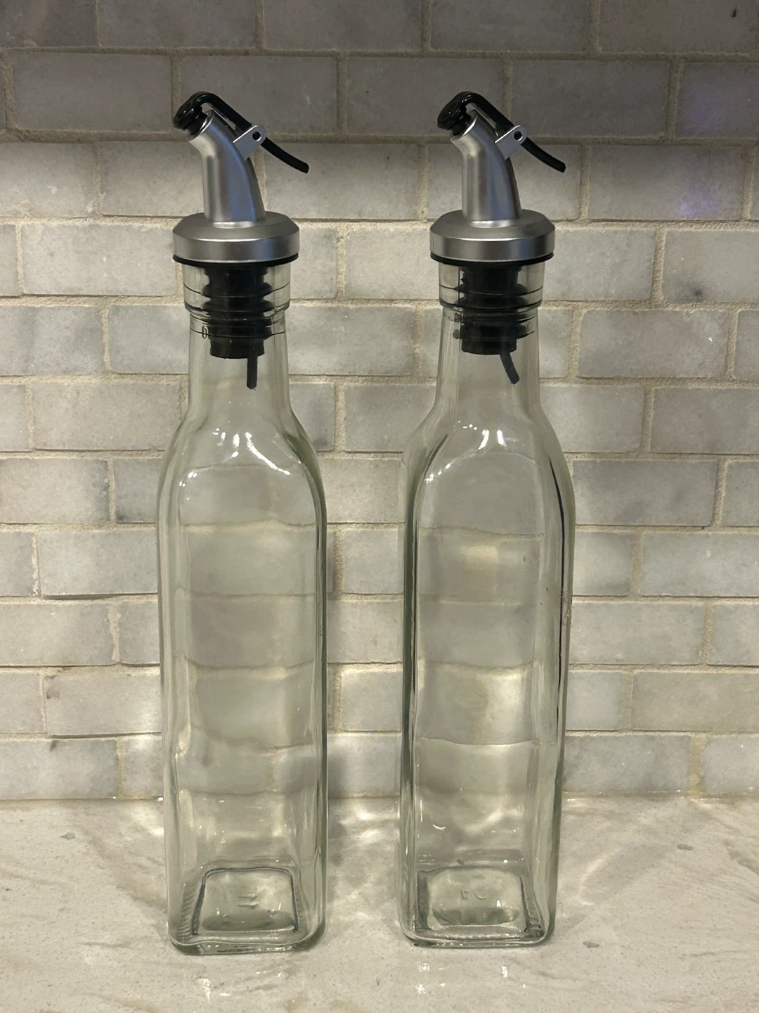 Set of 2 Glass Oil Dispenser Bottles