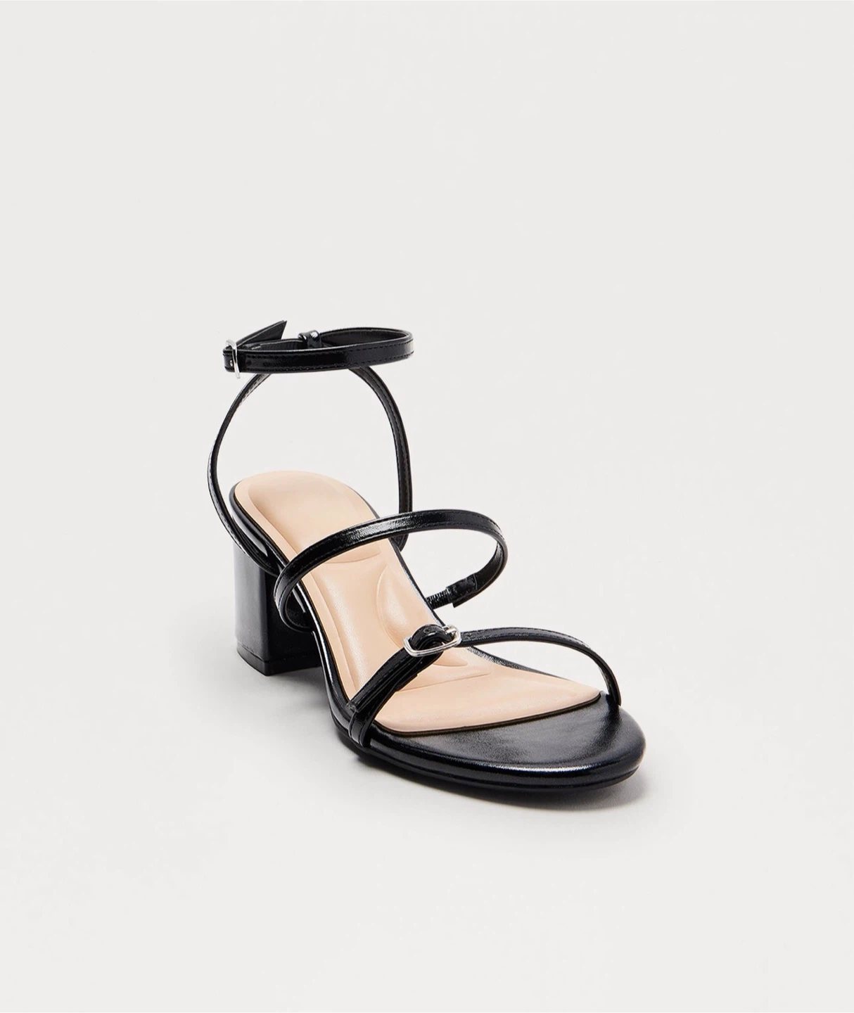 Wild Diva Black Strappy Block Heels