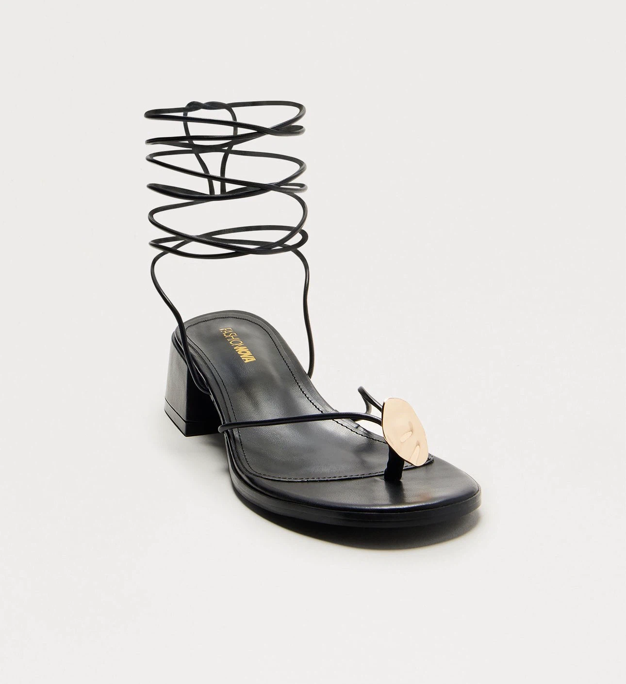 Fashion Nova Black Lace-Up Thong Sandals