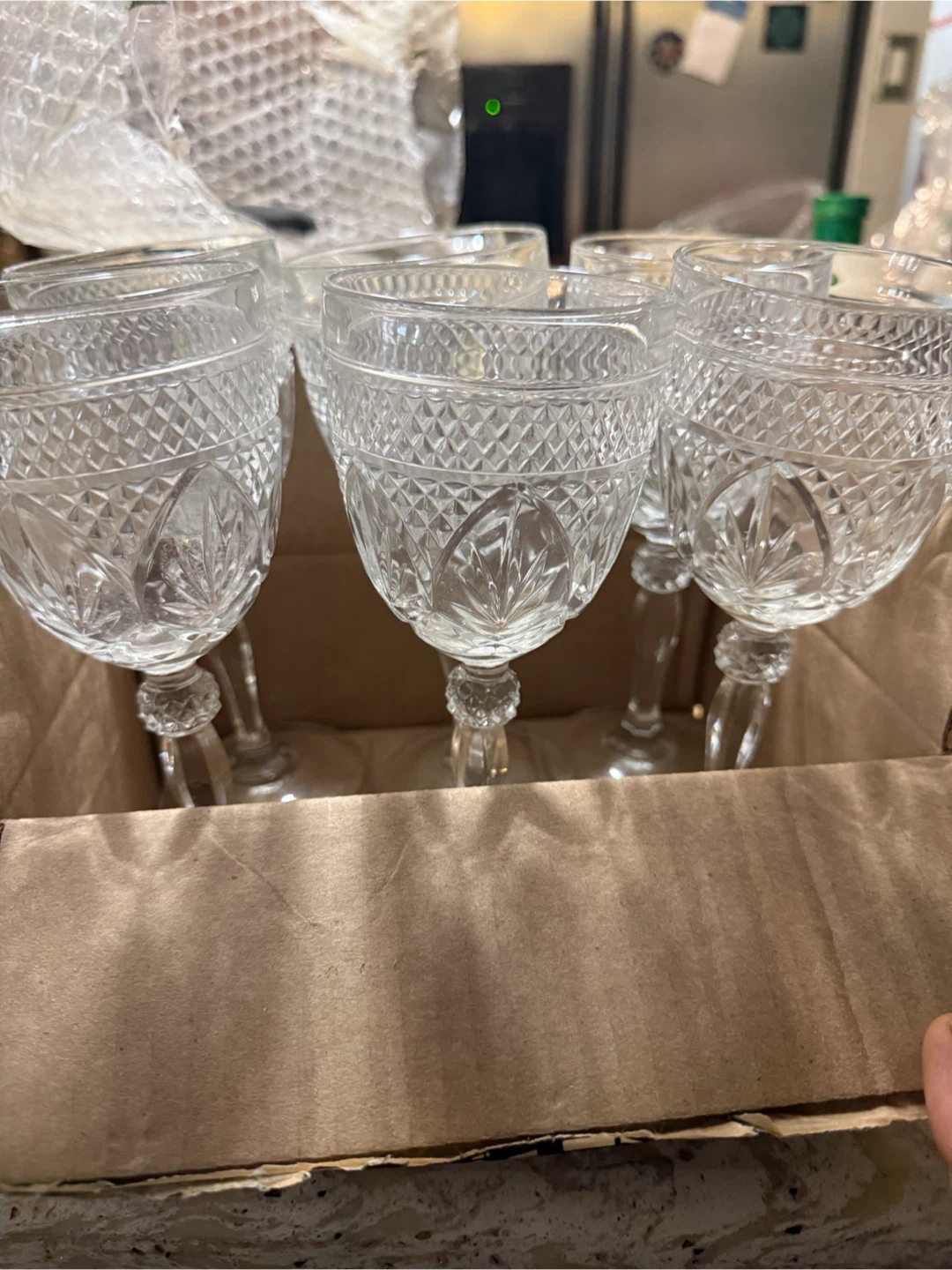 Crystal Cut Glass Goblets Set - 6