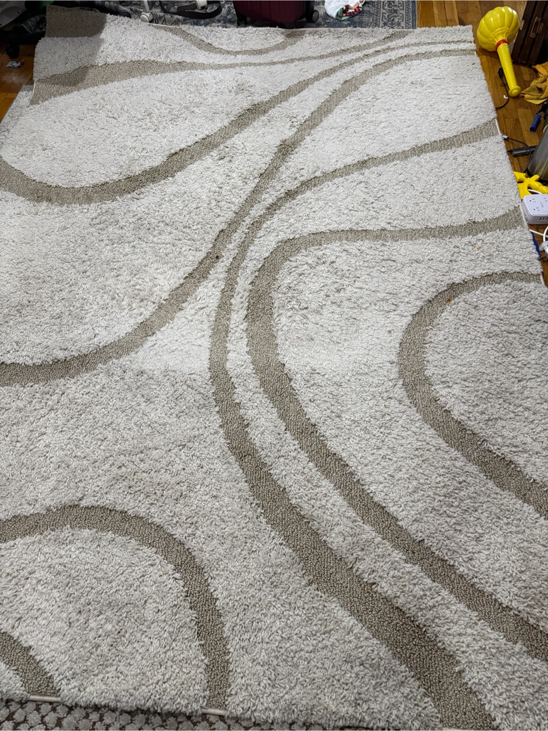 Cream and Tan Swirl Area Rug