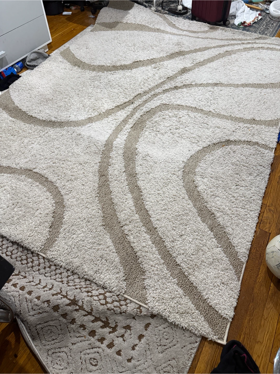 Cream and Tan Swirl Area Rug - photo 2
