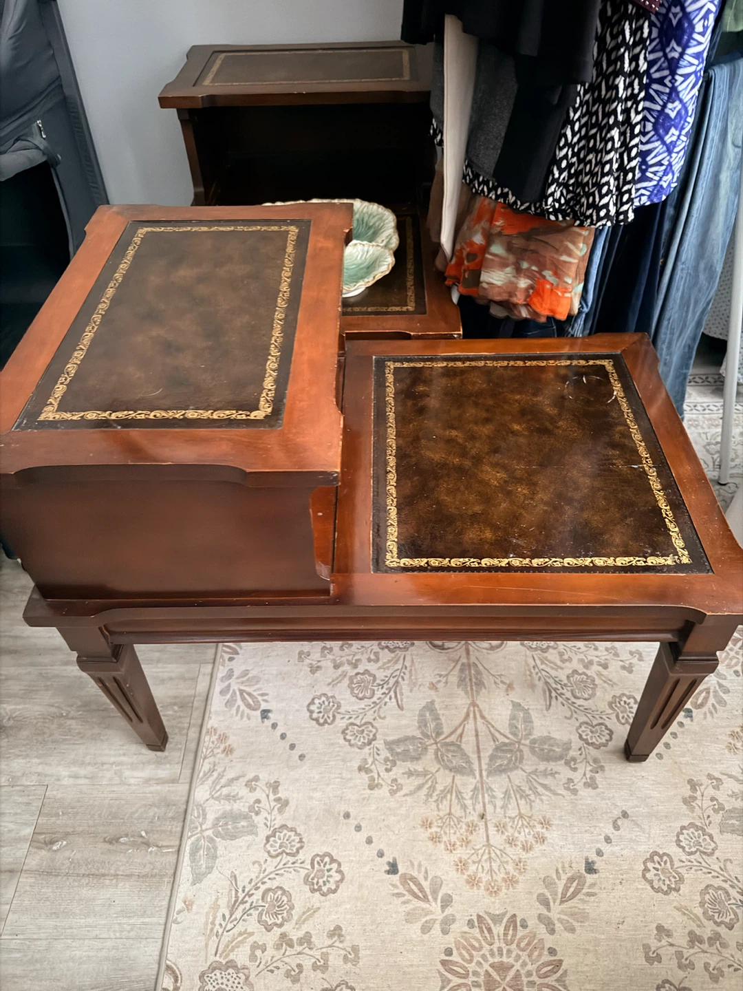 Vintage Side Table with gold accents