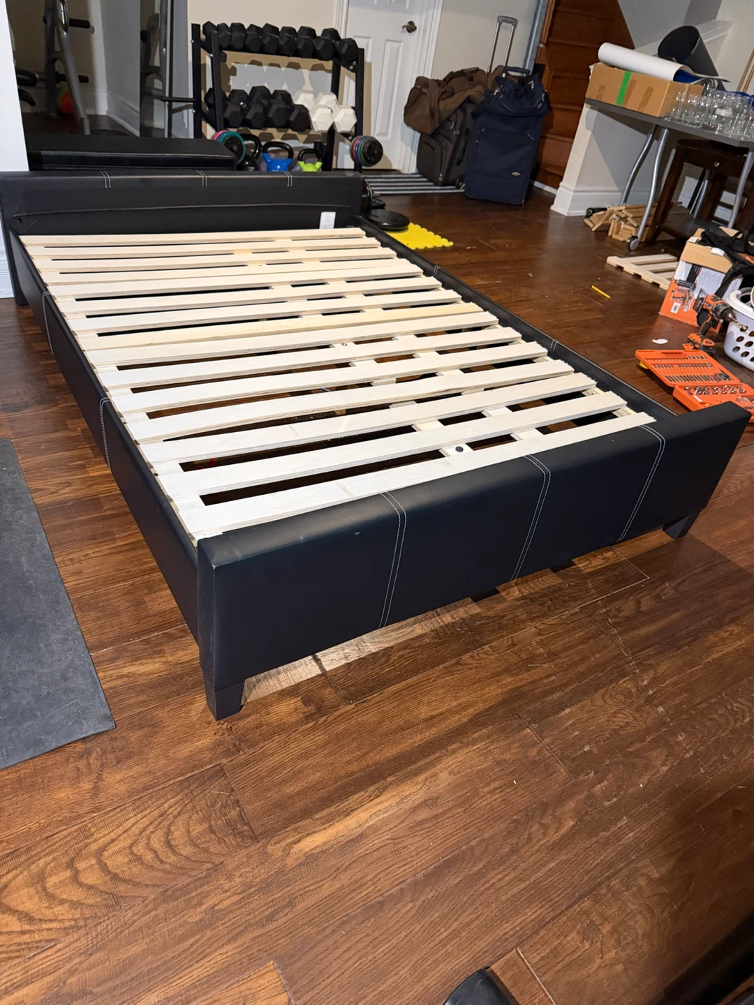 Double bed Black Leather