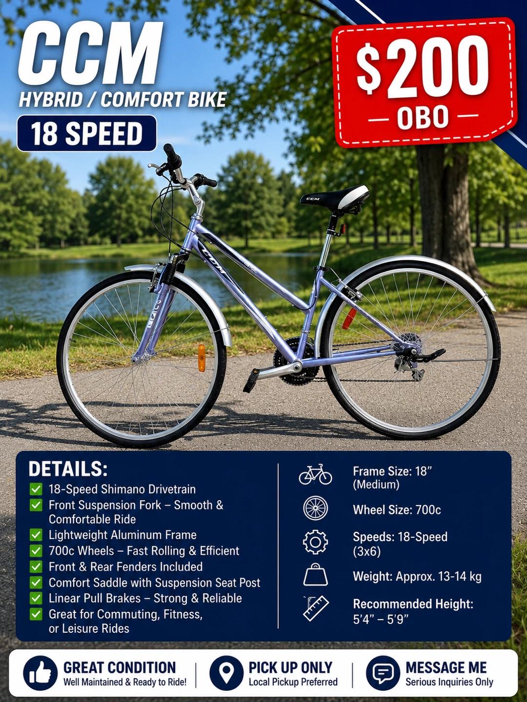 CCM HYBRID/COMFORT BIKE