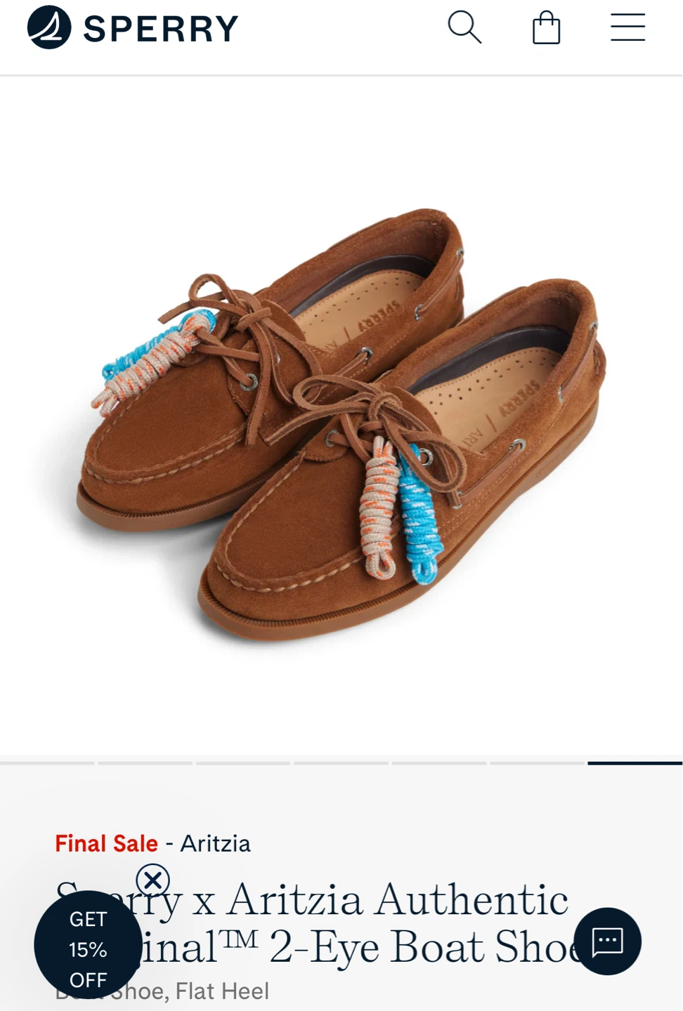 Brand new ! Sperry x Aritzia Authentic 2-Eye Boat Shoes