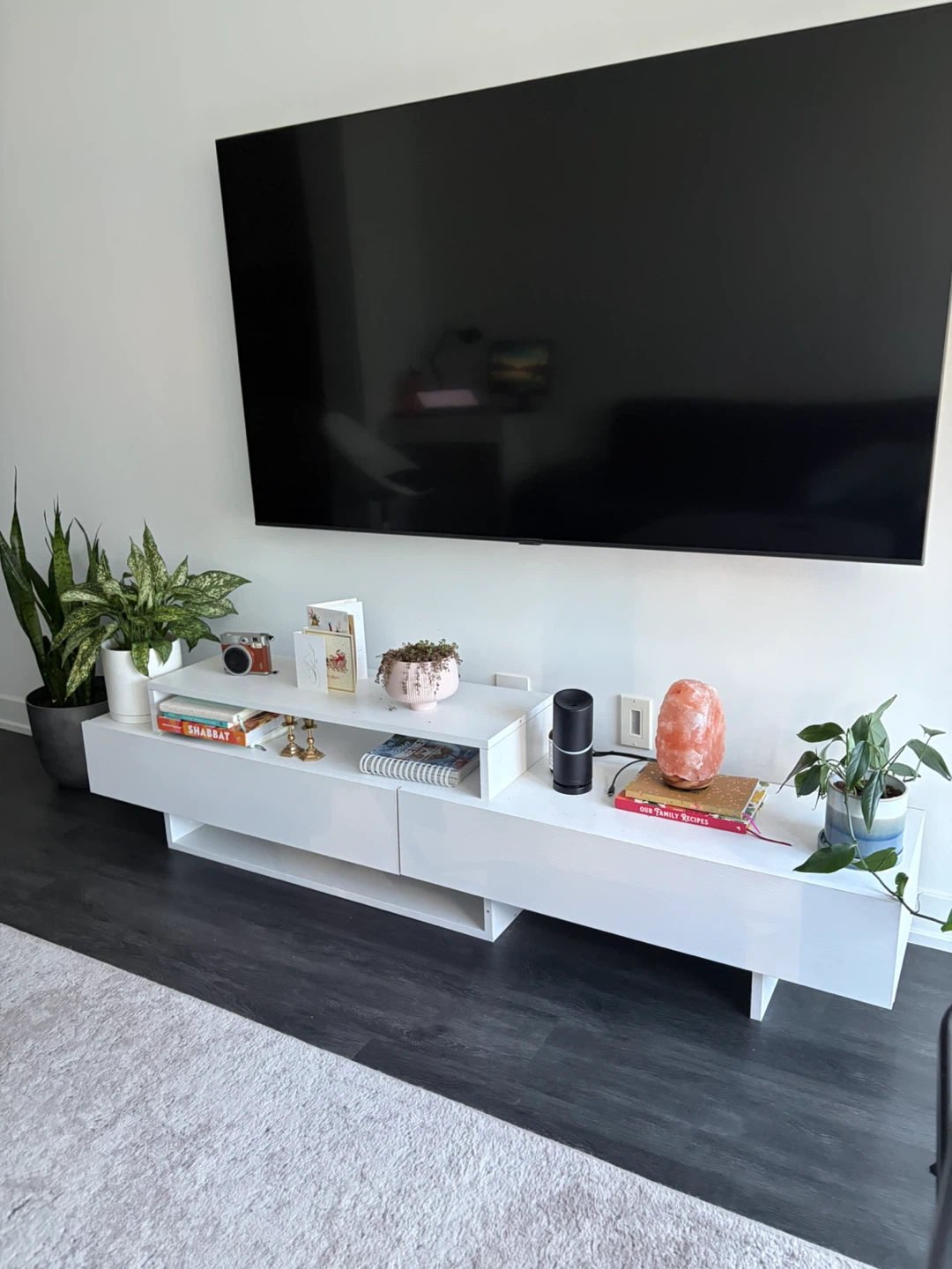 TV Stand/ White Media Console with Storage