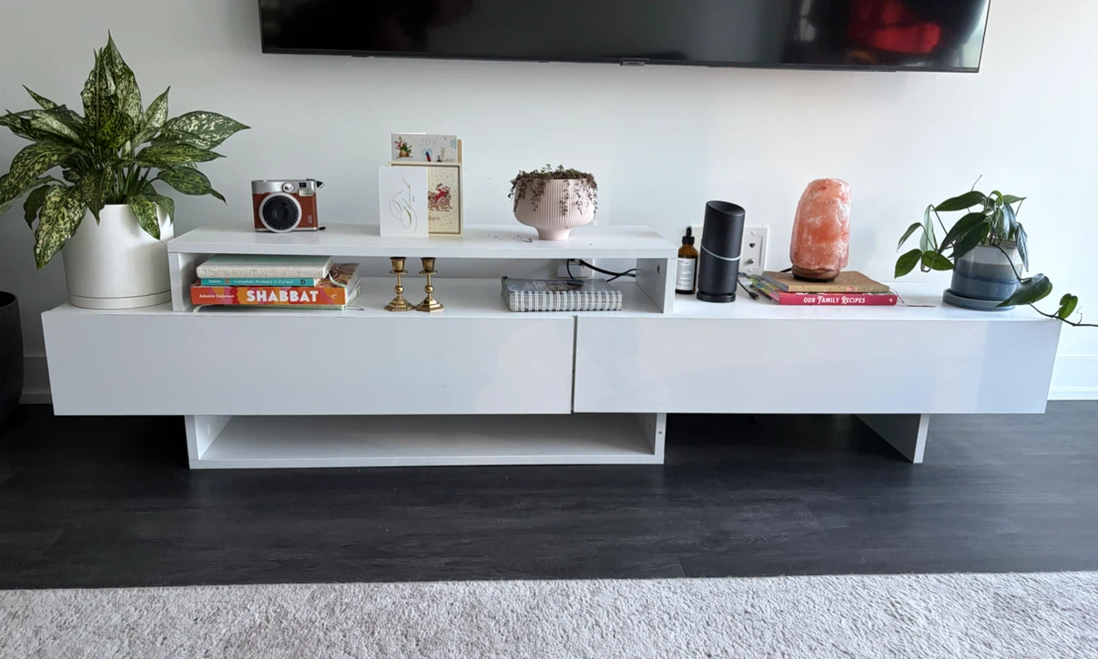 TV Stand/ White Media Console with Storage - photo 2