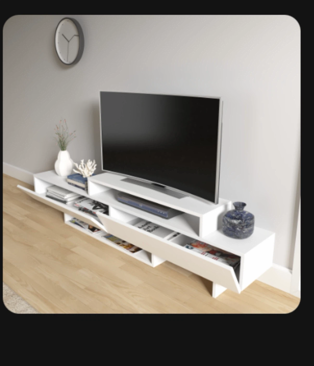 TV Stand/ White Media Console with Storage - photo 3