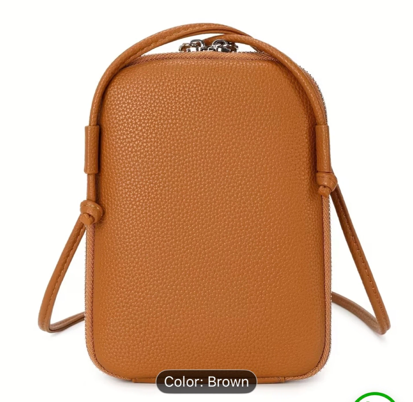 Brown Faux Leather Crossbody Phone Bag