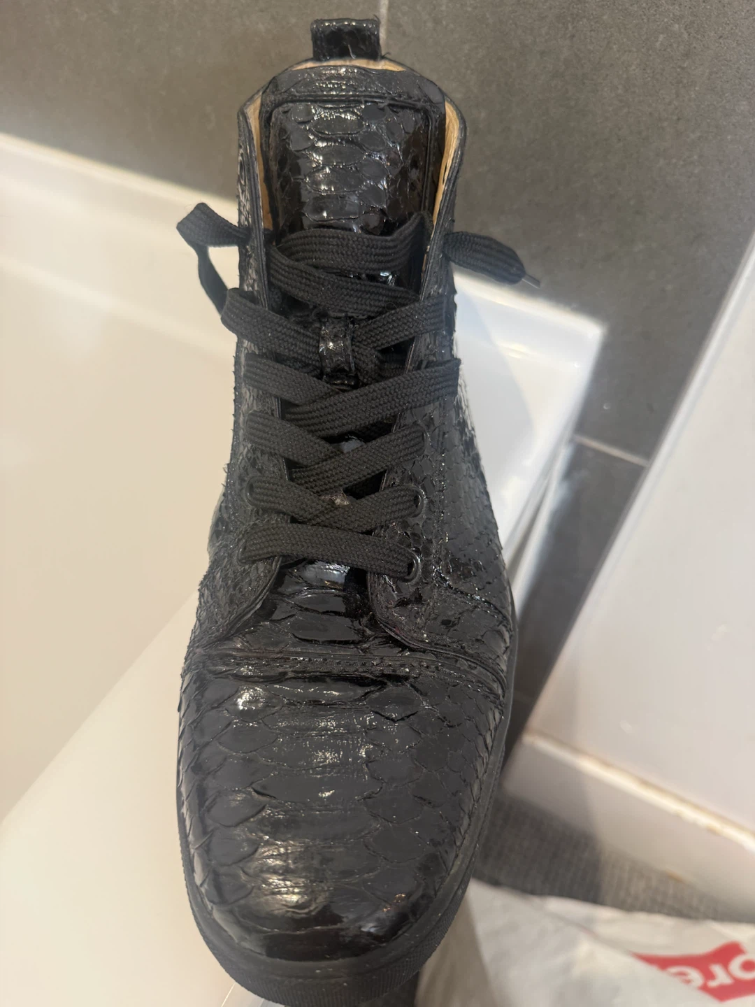 Christian Louboutin Black Python High-Top Sneakers - photo 5