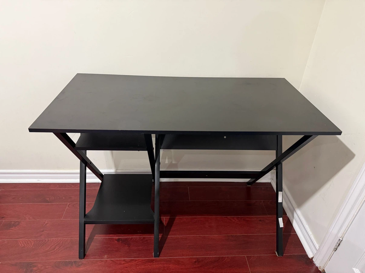 Black Study Desk with Shelves