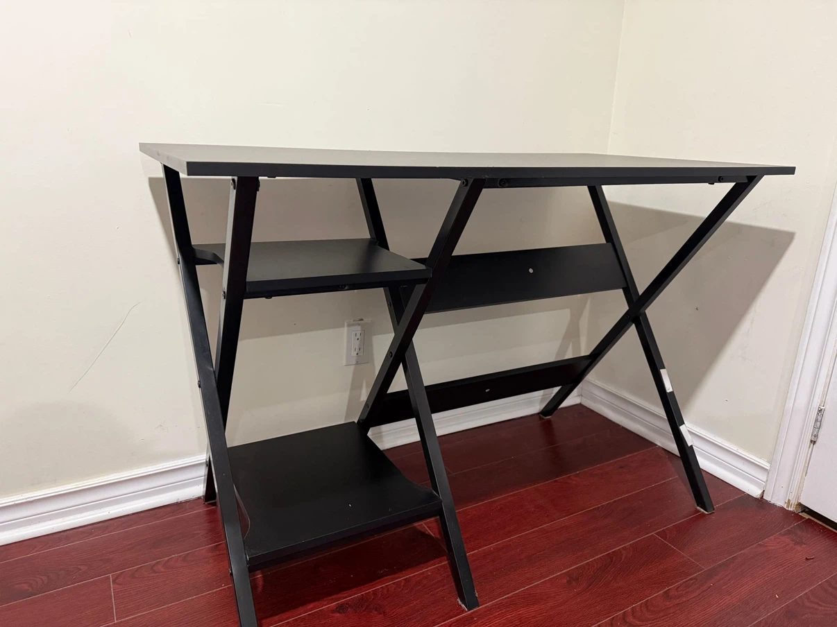 Black Study Desk with Shelves - photo 2