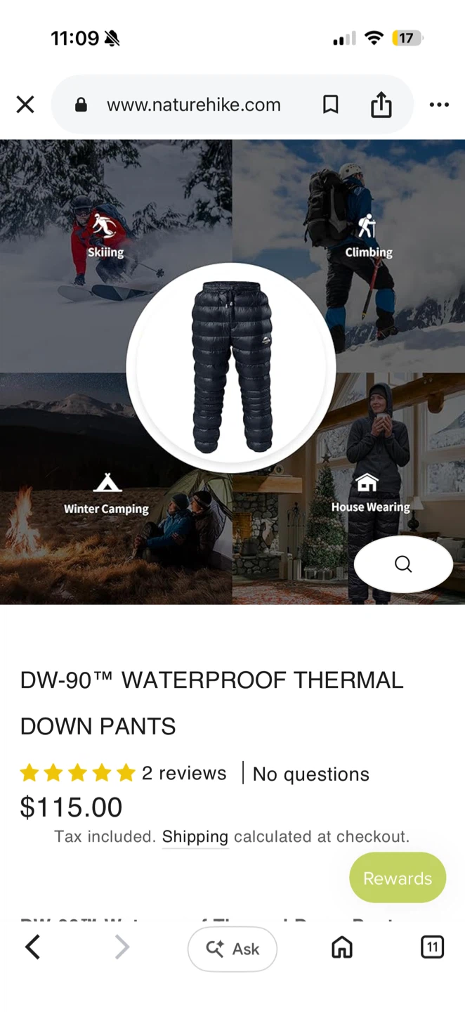 Naturehike DW-90 Down Pants - Men's/Women's - Size L - photo 3
