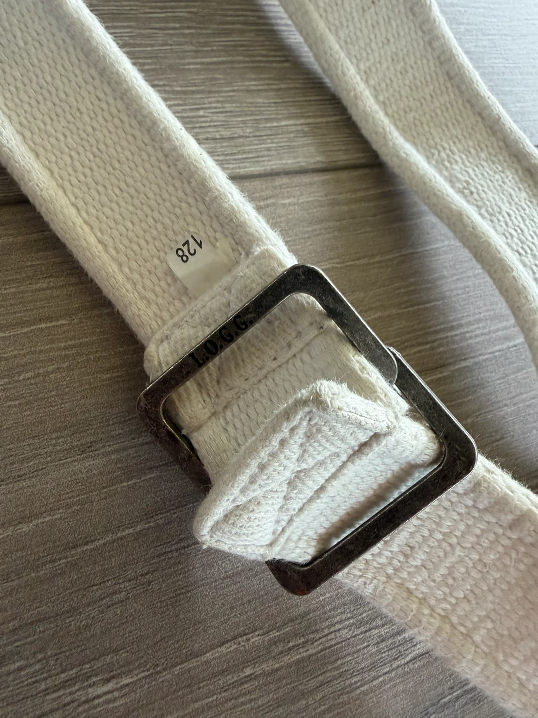 Off-White Fabric Belt with Silver Buckle