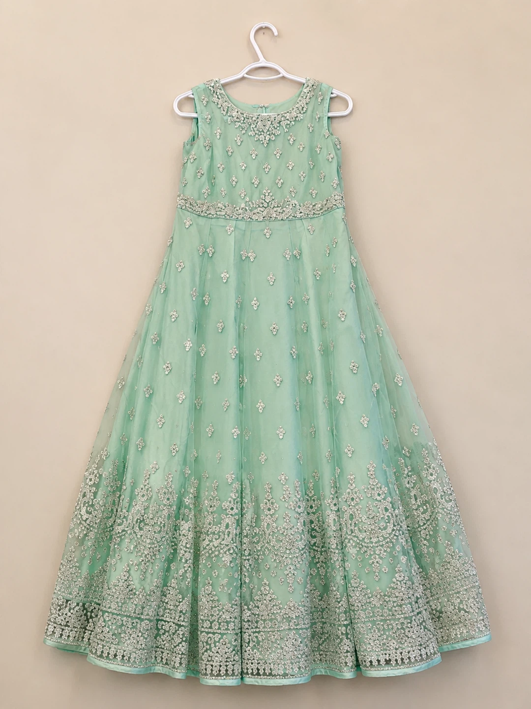 Mint Green Embroidered Maxi Dress