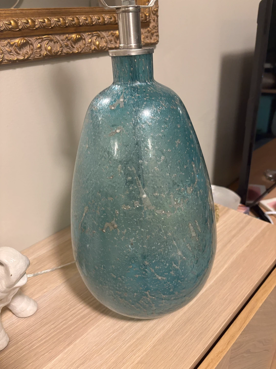 Scott Living Teardrop Shape Table Lamp - Green Speckled Glass - photo 2