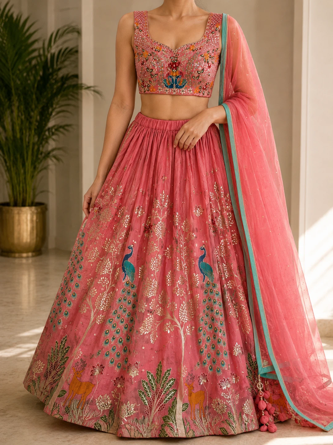Women's Pink Embellished Lehenga Choli Set - photo 2