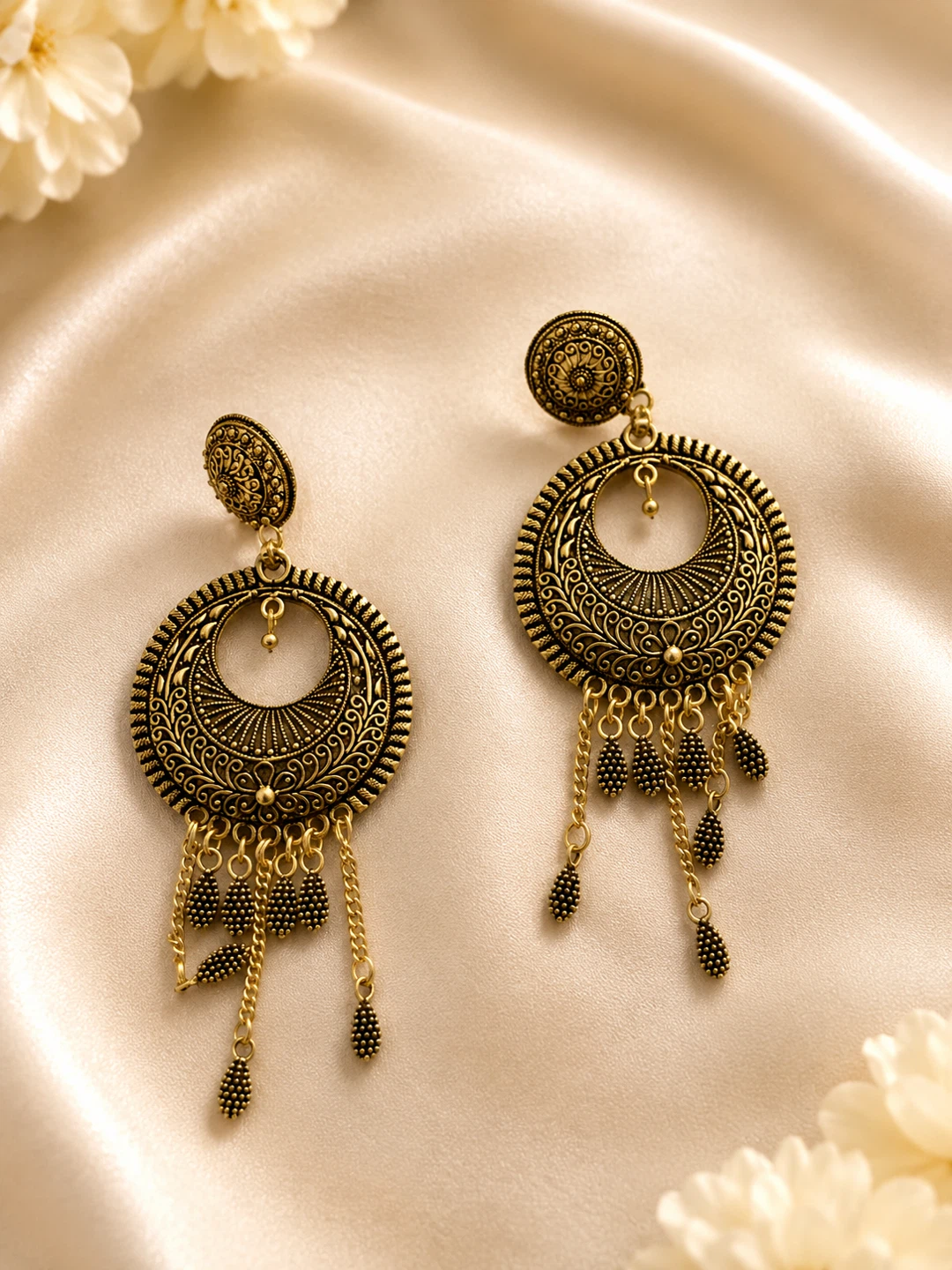 Antique Gold Tone Chandelier Earrings