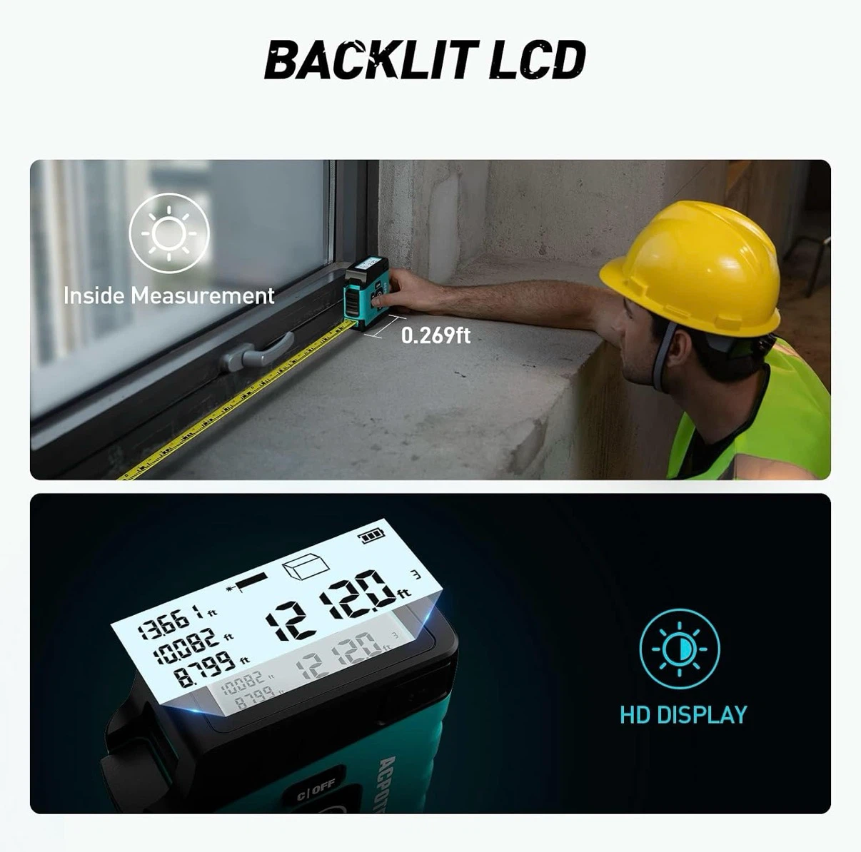 ACPOTEL Digital Tape Measure with Backlit LCD and Memory - photo 3