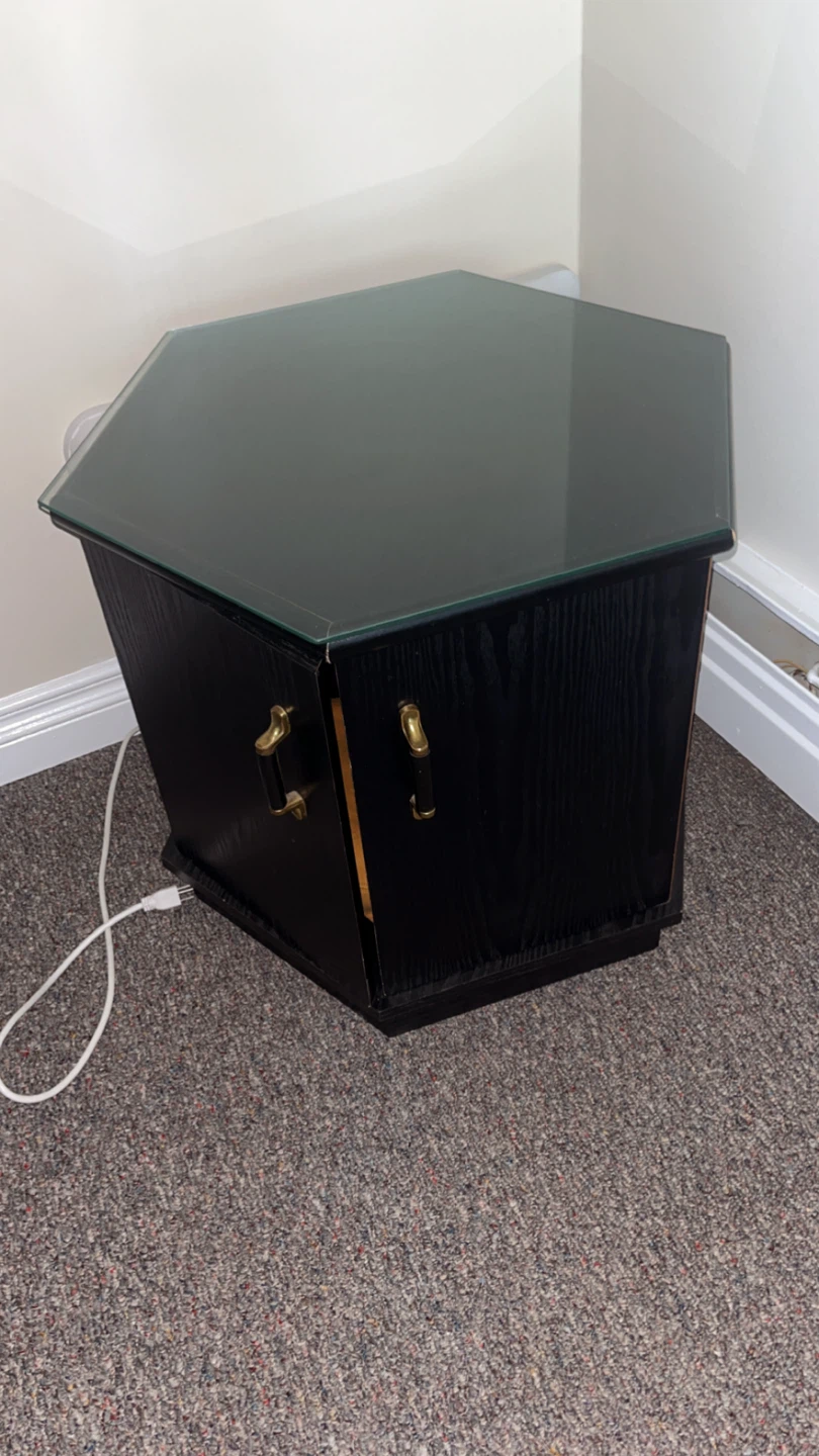 Black Hexagonal Side Table with Glass Top - photo 2