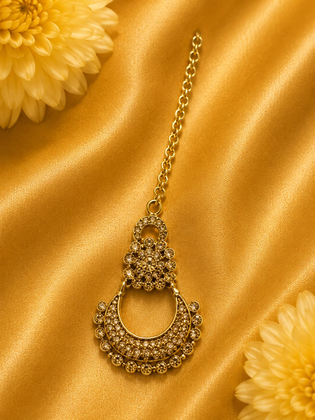 Gold-tone Maang Tikka with Rhinestones
