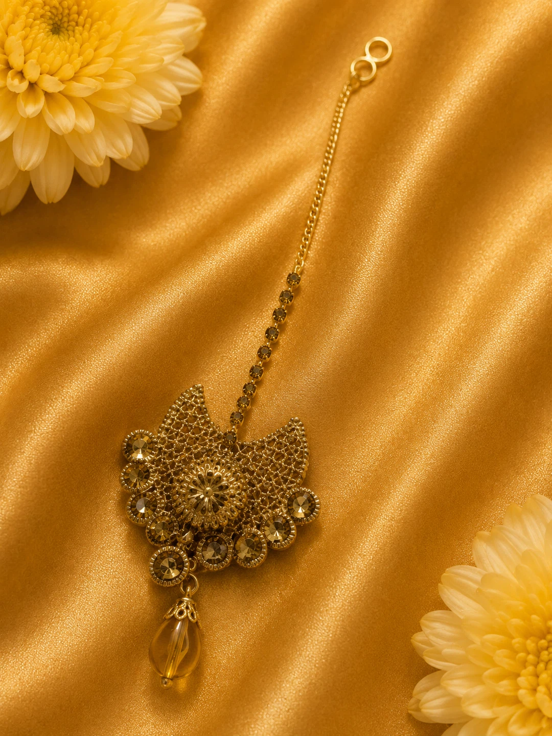 Gold-tone Maang Tikka with Rhinestones