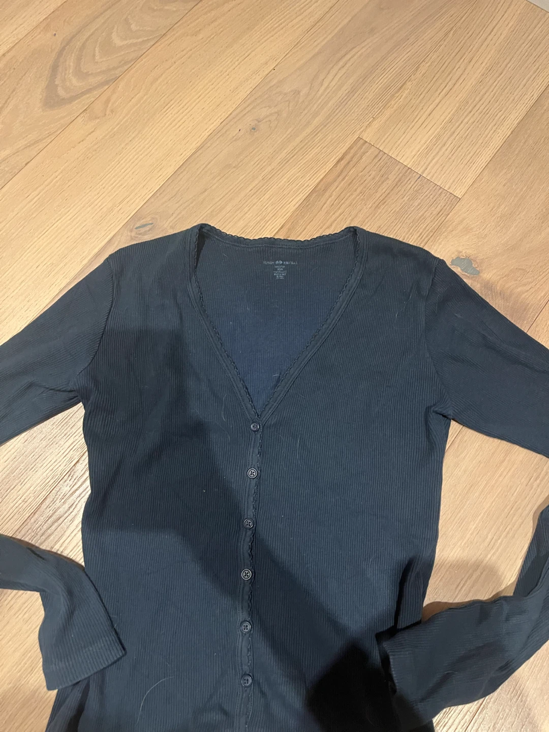 Brandy Melville Black Ribbed Button-Up Cardigan