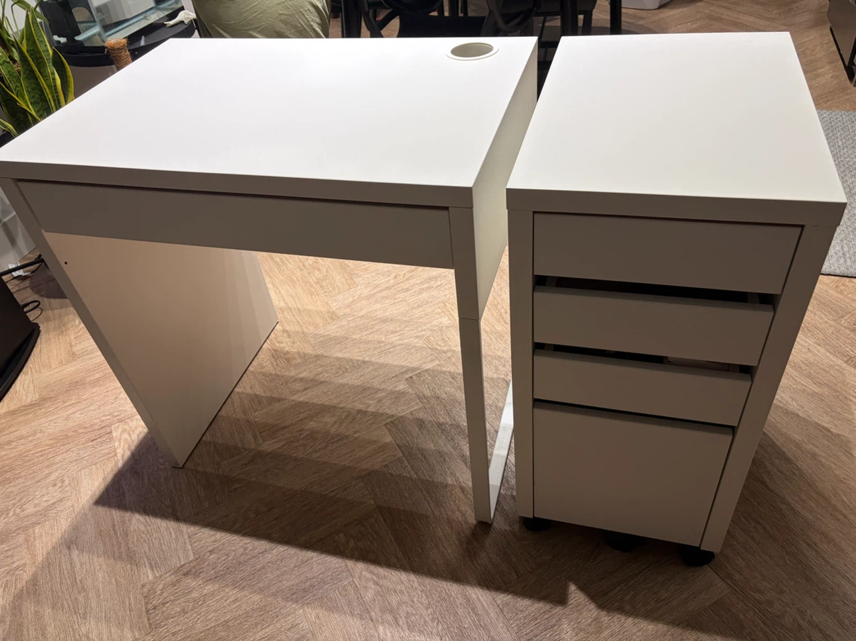 White IKEA Desk with Drawers
