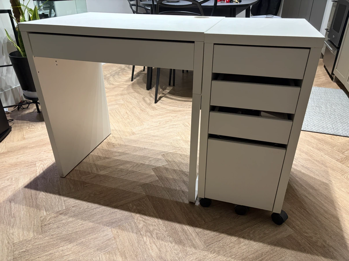 White IKEA Desk with Drawers - photo 2